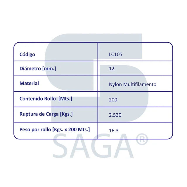 Cordel Nylon Multifilamento 200 Mts. - 10mm