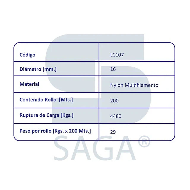 Cordel Nylon Multifilamento 200 Mts. - 22mm