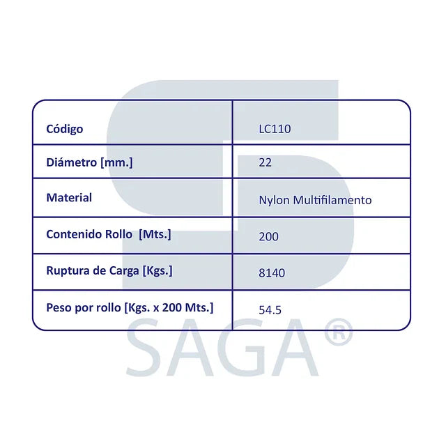 Cordel Nylon Multifilamento 200 Mts. - 12mm