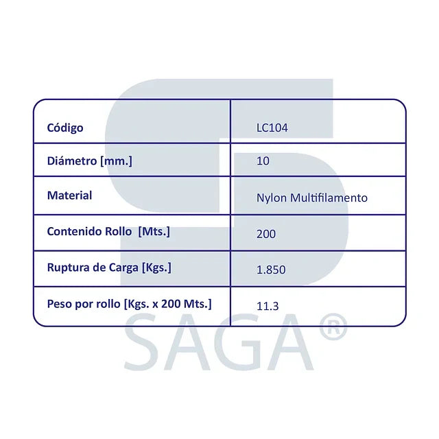 Cordel Nylon Multifilamento 200 Mts. - 16mm