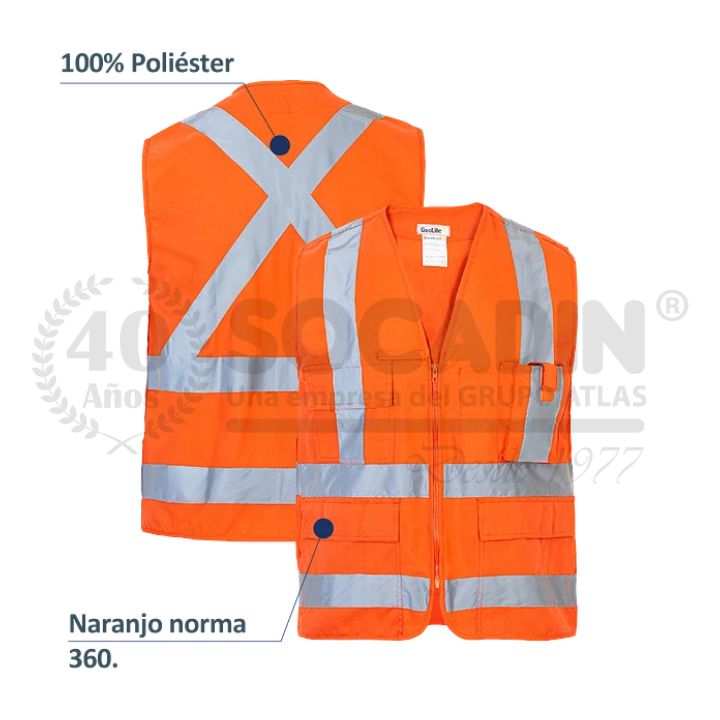 Chaleco Geólogo Poplin Naranjo Norma 360 - S