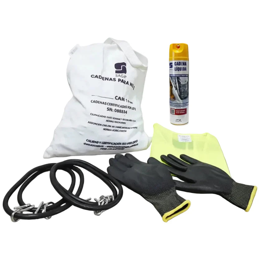 Kit Cadenas Nive Con ROmpehielo Guantes Chaleco Tensores y cadena liquida