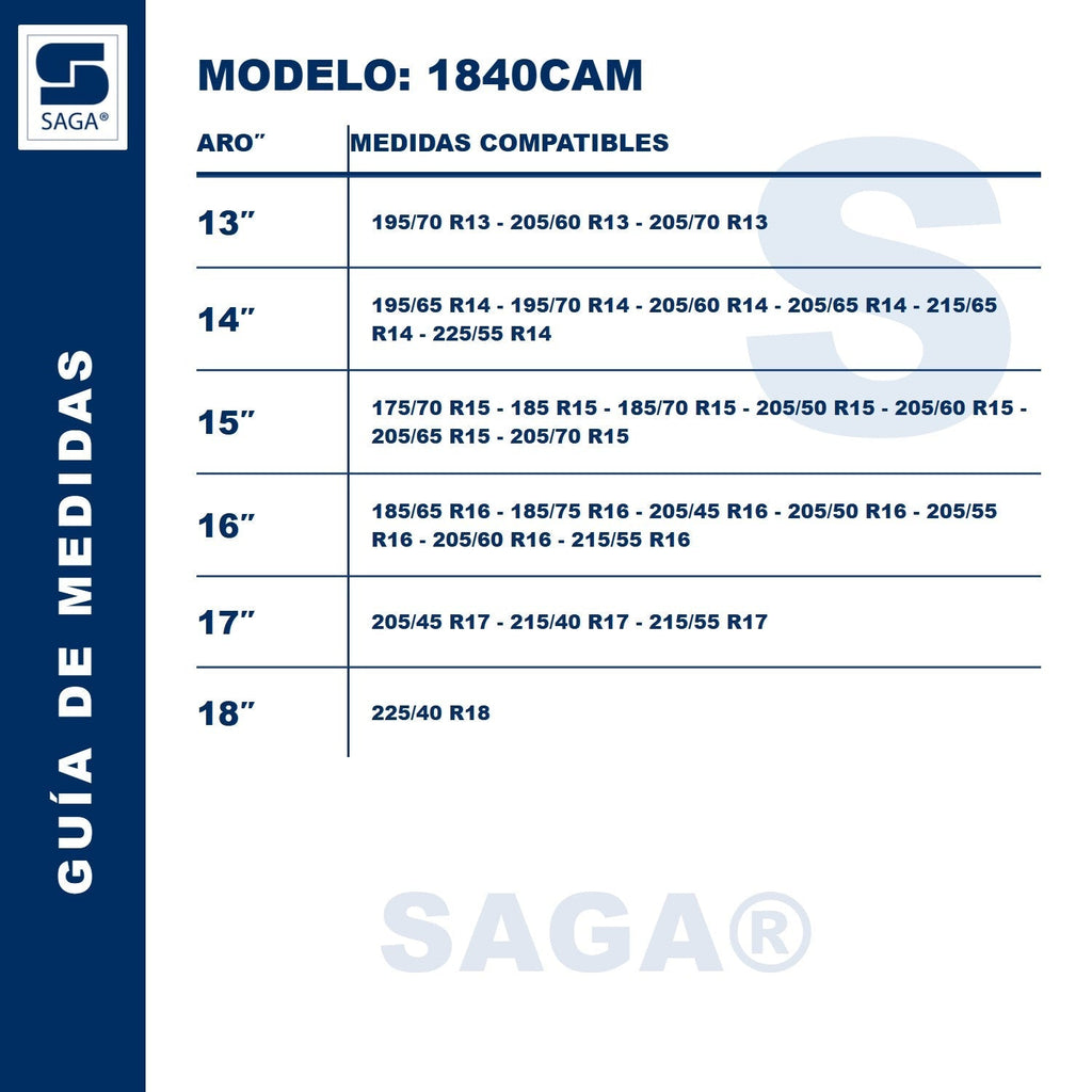 Guía de medidas 1840CAM