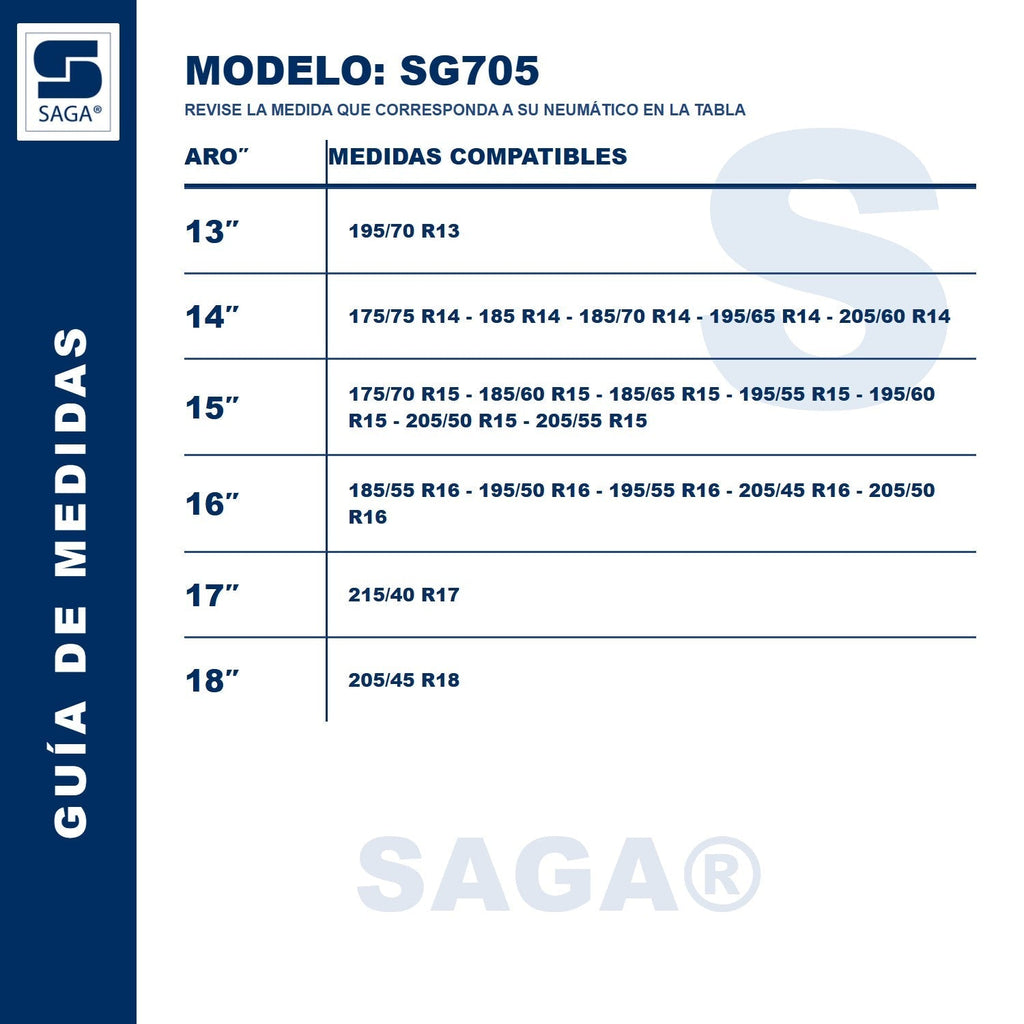 Guía de medidas SG705
